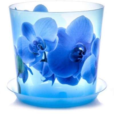 Кашпо Деко  160мм 2,4 л с подставкой орхидея голубая М3106