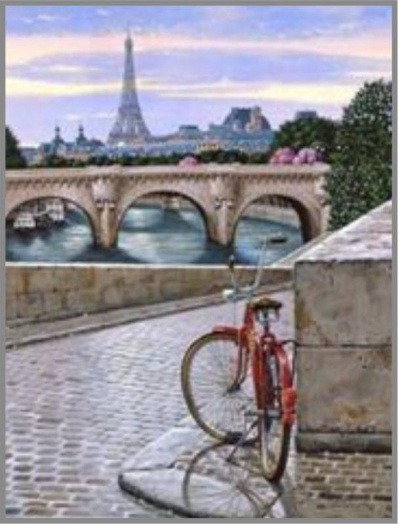 S-558 Картина (Набережная в Париже) Алмазная мозаика 37x50см, 26 цветов
