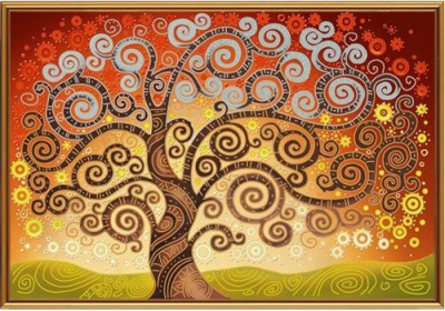 N-132/1 Картина (Дерево счастья) Алмазная мозаика 29x20см, 23 цвета